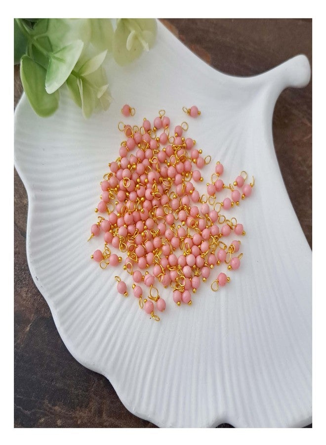 meryCraft Golden Finish Pink Color Seed Pearl Acrylic Beads for Jewellery Making, Jhumki & Necklace Making, Beading,Embroidery & Art&Crafts-(Size: 3 mm, Pack of 100 Pieces) - Image 1